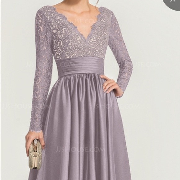 Dresses & Skirts - A-Line/Princess V-neck Satin Evening Dress